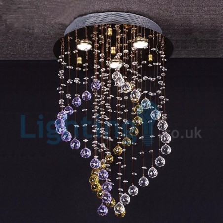 Lampadario moderno a sospensione in cristallo a goccia 40x40x70 cm, 3 LED