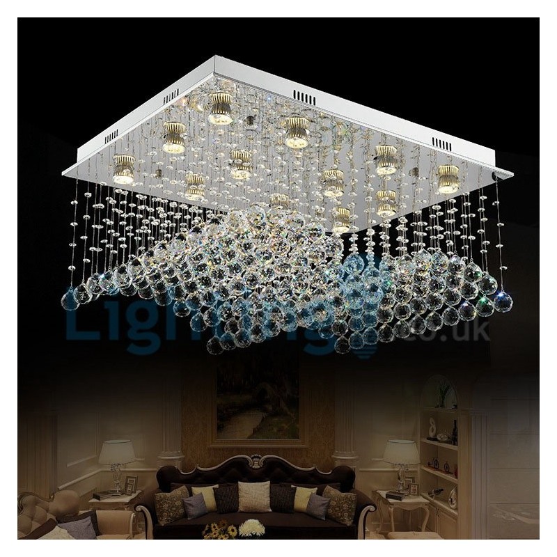 Lampadario moderno a sospensione con gocce di cristallo 80x60x40 cm 12 LED