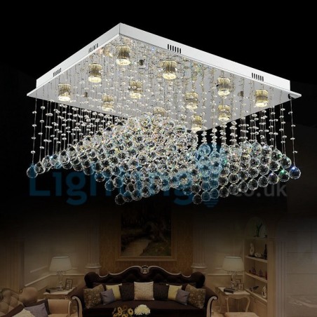 Lampadario moderno a sospensione con gocce di cristallo 80x60x40 cm 12 LED