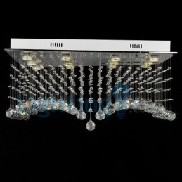 Lampadario moderno a sospensione con gocce di cristallo 80x60x40 cm 12 LED