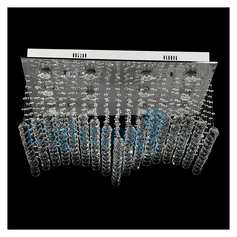 Lampadario moderno a sospensione con gocce di cristallo 80x60x40 cm 12 LED