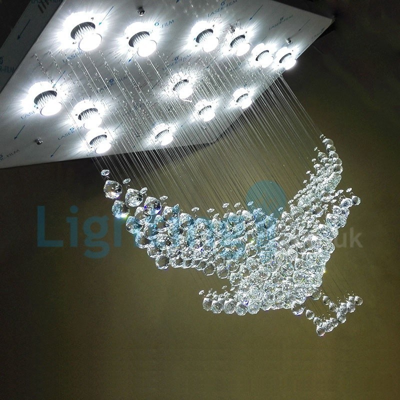 Lampadario a sospensione moderno a filo con gocce di cristallo 14 luci