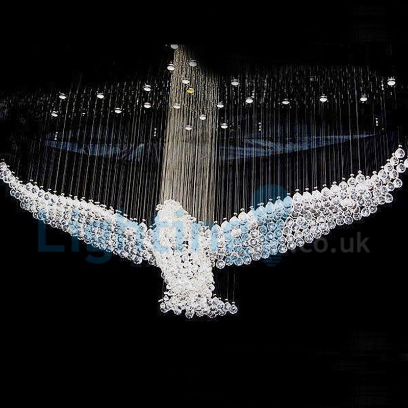 Lampadario a sospensione moderno a filo con gocce di cristallo 14 luci