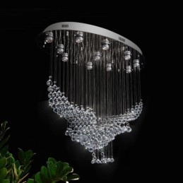 Lampadario a sospensione moderno a filo con gocce di cristallo 14 luci