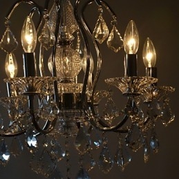 Plafoniera contemporanea a 6 luci argento con decorazioni trasparenti