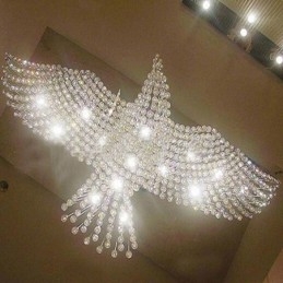 Lampadario a sospensione moderno a filo con gocce di cristallo 14 luci