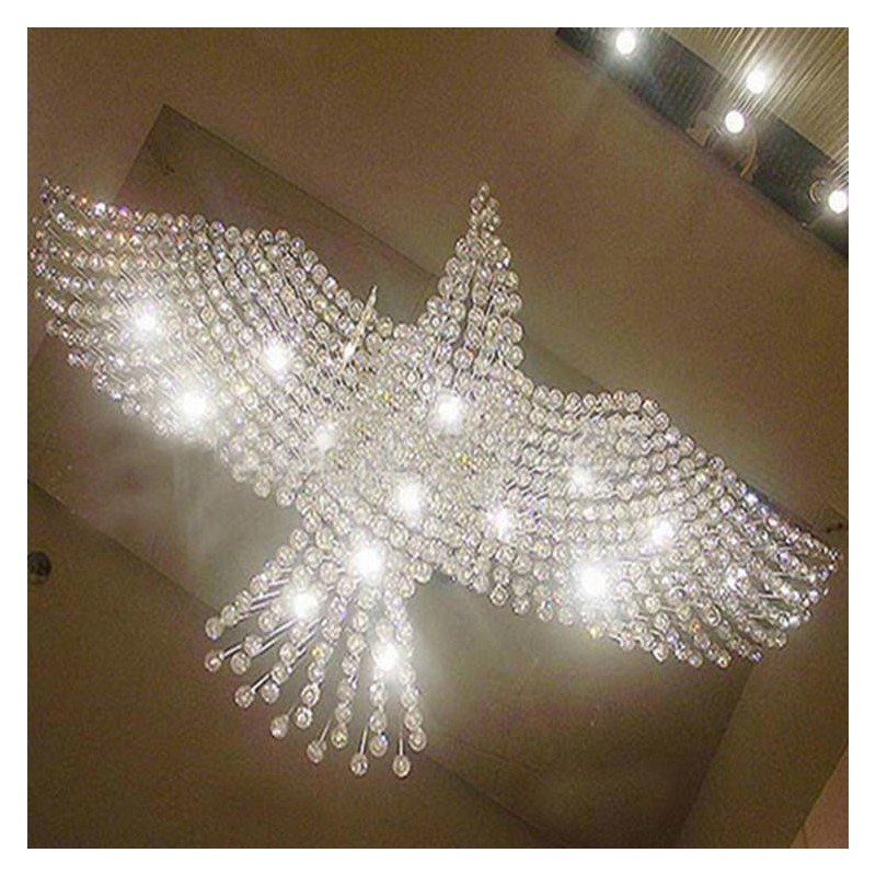 Lampadario a sospensione moderno a filo con gocce di cristallo 14 luci