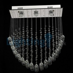Lampadario moderno a sospensione con gocce di cristallo, 3 luci LED, 60 x 20 x 65 cm