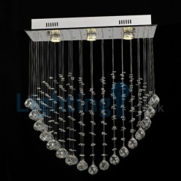 Lampadario moderno a sospensione con gocce di cristallo, 3 luci LED, 60 x 20 x 65 cm