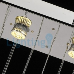 Lampadario moderno a sospensione con gocce di cristallo, 3 luci LED, 60 x 20 x 65 cm