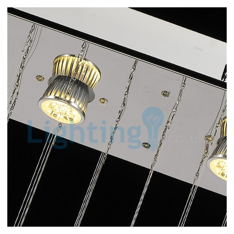 Lampadario moderno a sospensione con gocce di cristallo, 3 luci LED, 60 x 20 x 65 cm