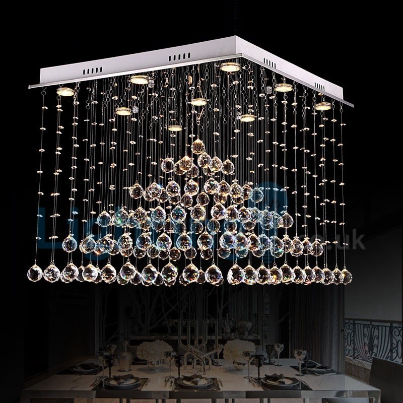 Lampadario a sospensione moderno in cristallo a goccia, 9 LED, 60×60×50 cm