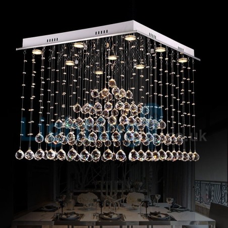 Lampadario a sospensione moderno in cristallo a goccia, 9 LED, 60×60×50 cm