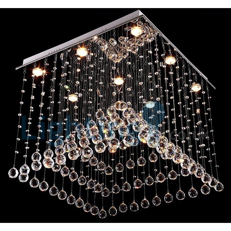 Lampadario a sospensione moderno in cristallo a goccia, 9 LED, 60×60×50 cm