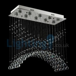 Lampadario a sospensione moderno con gocce di cristallo 80x30x80 cm 10 luci LED