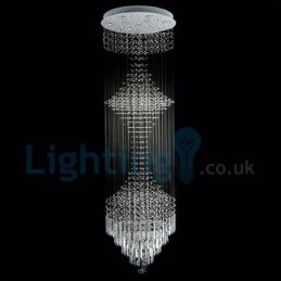 Lampadario a sospensione moderno con gocce di cristallo 70×70×220 cm 12 LED