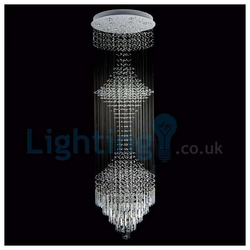 Lampadario a sospensione moderno con gocce di cristallo 70×70×220 cm 12 LED