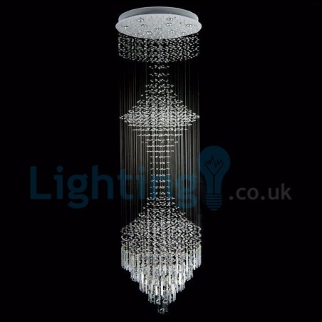 Lampadario a sospensione moderno con gocce di cristallo 70×70×220 cm 12 LED