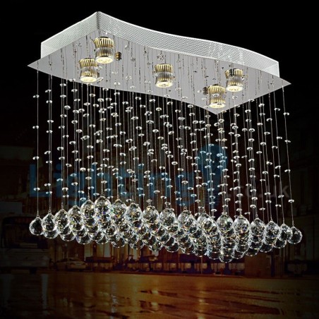 Lampadario a sospensione moderno in cristallo a goccia 5 luci LED 65x35x50 cm