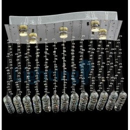 Lampadario a sospensione moderno in cristallo a goccia 5 luci LED 65x35x50 cm