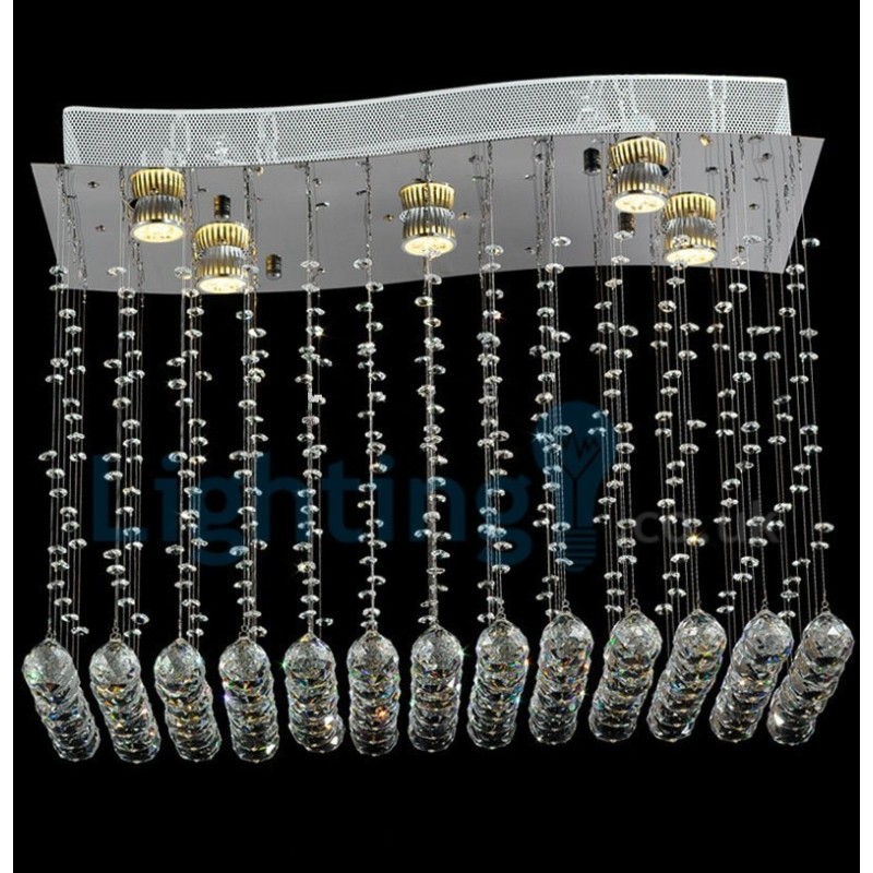 Lampadario a sospensione moderno in cristallo a goccia 5 luci LED 65x35x50 cm