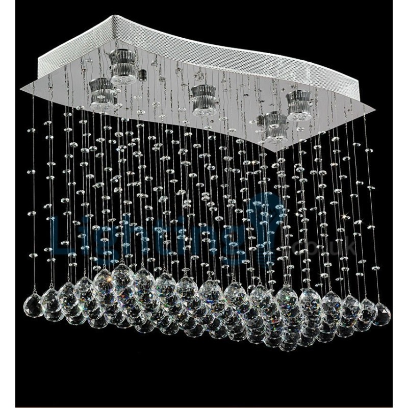 Lampadario a sospensione moderno in cristallo a goccia 5 luci LED 65x35x50 cm