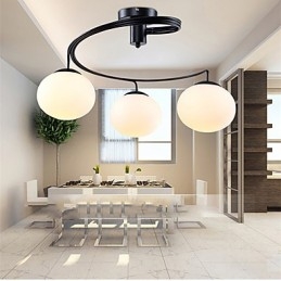 Lampada a sospensione moderna contemporanea in metallo bianco e vetro bianco, 3 lampadine E26/E27