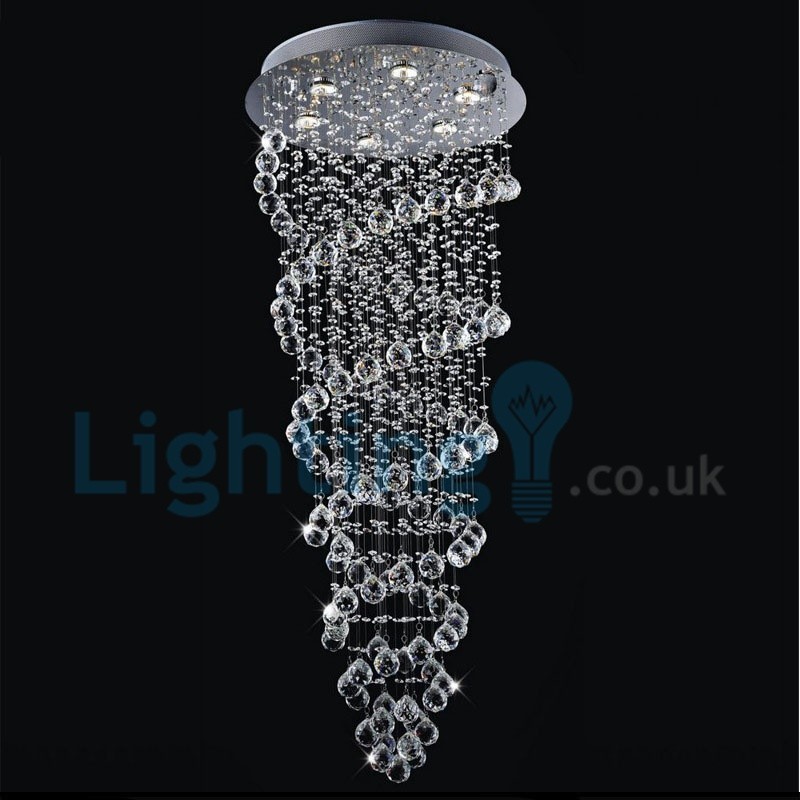 Lampadario a sospensione moderno in cristallo a goccia 50 x 50 x 150 cm 6 luci LED
