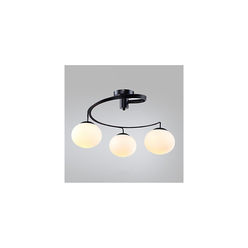 Lampada a sospensione moderna contemporanea in metallo bianco e vetro bianco, 3 lampadine E26/E27