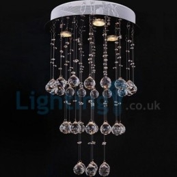 Lampadario a sospensione moderno in cristallo a goccia, 3 luci LED, 40x40x80 cm