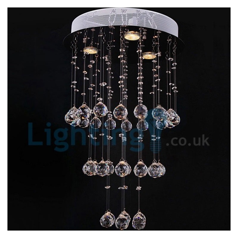 Lampadario a sospensione moderno in cristallo a goccia, 3 luci LED, 40x40x80 cm