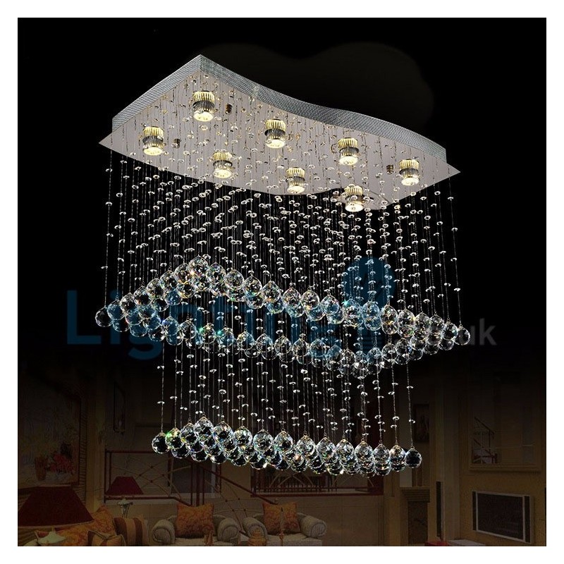 Lampadario a sospensione moderno in cristallo a goccia 80 x 45 x 60 cm 8 LED