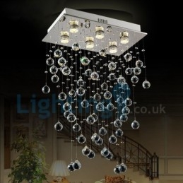 Lampadario a sospensione in cristallo a goccia moderno 50 x 30 x 80 cm 6 luci LED