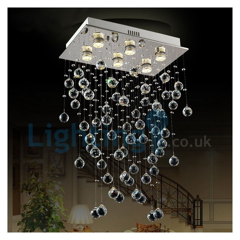 Lampadario a sospensione in cristallo a goccia moderno 50 x 30 x 80 cm 6 luci LED