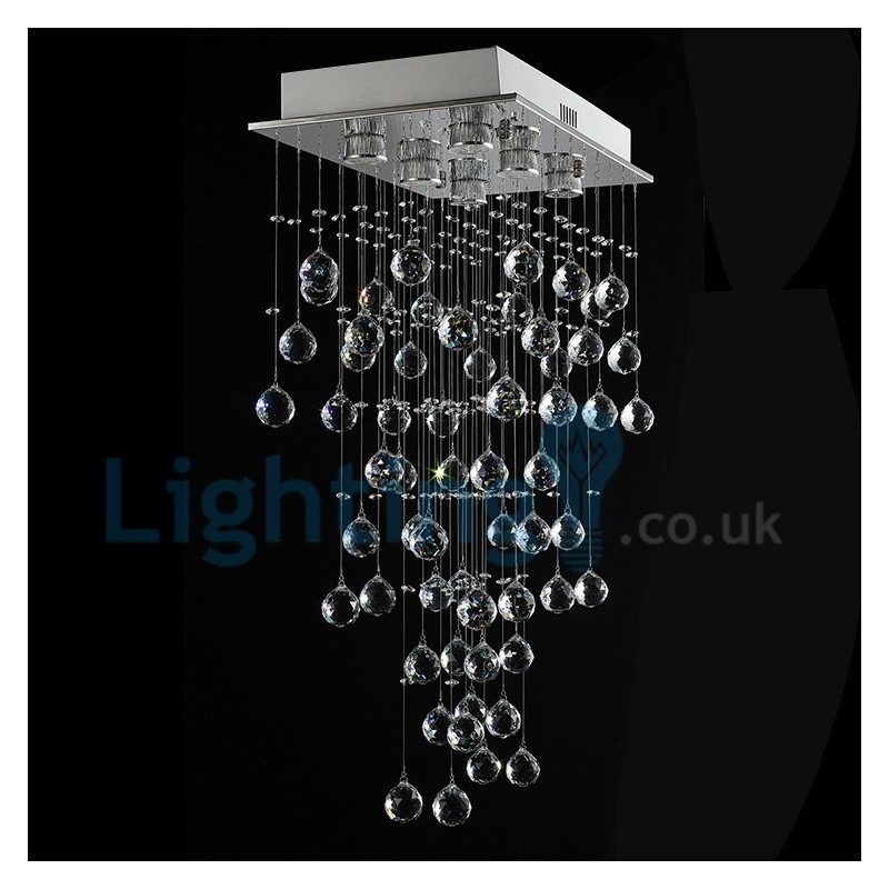 Lampadario a sospensione in cristallo a goccia moderno 50 x 30 x 80 cm 6 luci LED