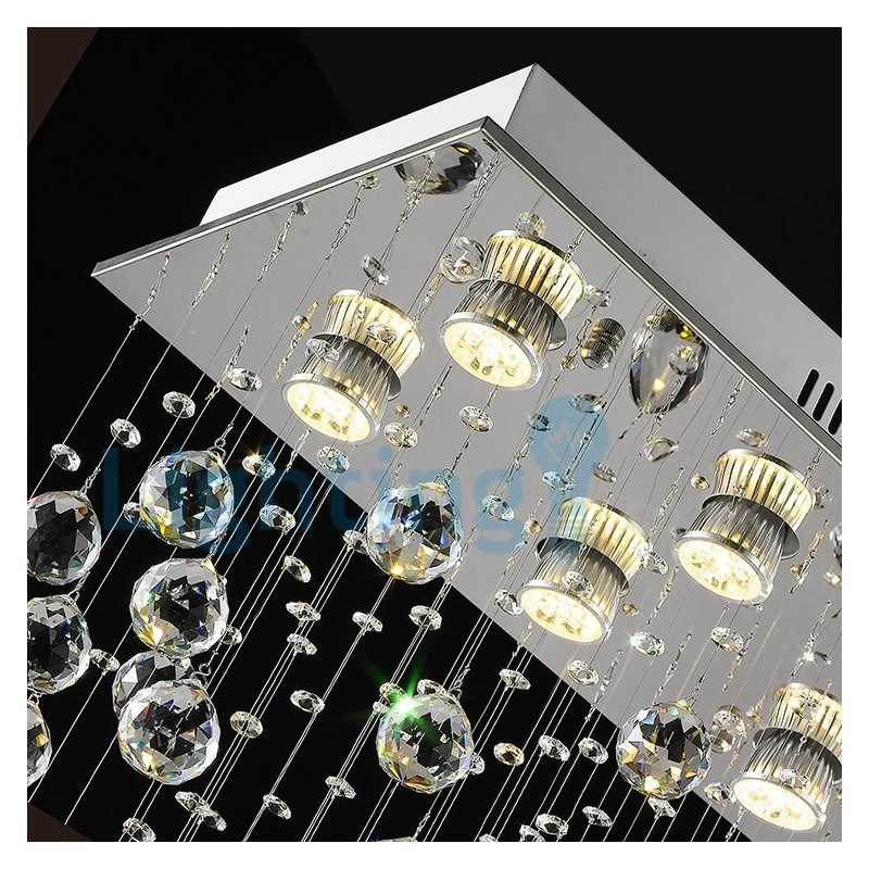 Lampadario a sospensione in cristallo a goccia moderno 50 x 30 x 80 cm 6 luci LED