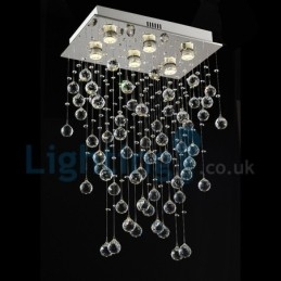 Lampadario a sospensione in cristallo a goccia moderno 50 x 30 x 80 cm 6 luci LED