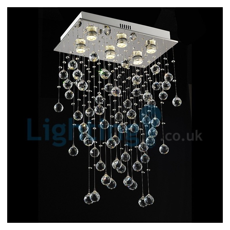 Lampadario a sospensione in cristallo a goccia moderno 50 x 30 x 80 cm 6 luci LED