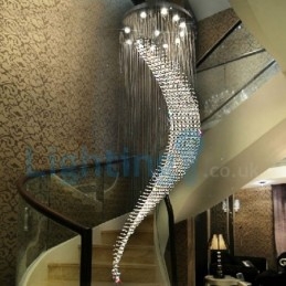 Lampadario a sospensione moderno in cristallo, 80 x 80 x 270 cm, 12 luci LED