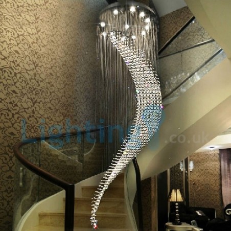 Lampadario a sospensione moderno in cristallo, 80 x 80 x 270 cm, 12 luci LED
