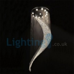 Lampadario a sospensione moderno in cristallo, 80 x 80 x 270 cm, 12 luci LED