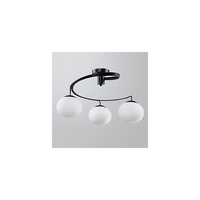 Lampada a sospensione moderna contemporanea in metallo bianco e vetro bianco, 3 lampadine E26/E27