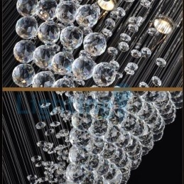 Lampadario a sospensione moderno in cristallo, 80 x 80 x 270 cm, 12 luci LED