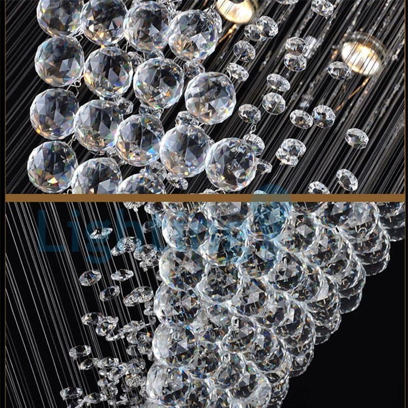Lampadario a sospensione moderno in cristallo, 80 x 80 x 270 cm, 12 luci LED