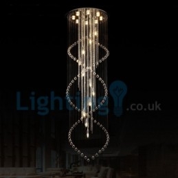 Lampadario a sospensione in cristallo a goccia moderno 80 x 80 x 280 cm 19 LED