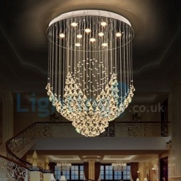 Lampadario a sospensione moderno in cristallo a goccia, 10 luci LED, 70x70x90 cm