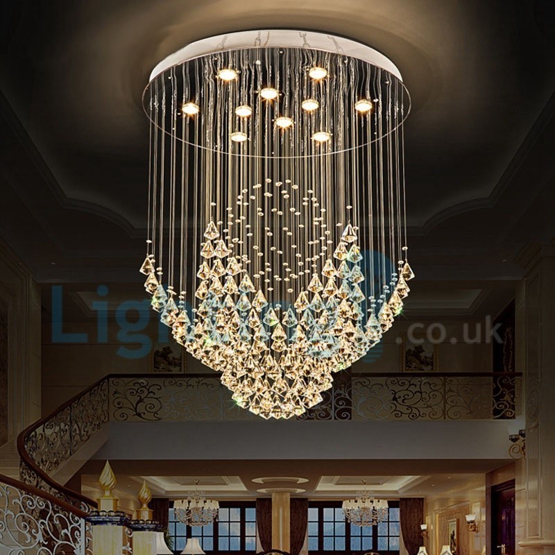 Lampadario a sospensione moderno in cristallo a goccia, 10 luci LED, 70x70x90 cm