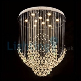 Lampadario a sospensione moderno in cristallo a goccia, 10 luci LED, 70x70x90 cm