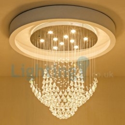 Lampadario a sospensione moderno in cristallo a goccia, 10 luci LED, 70x70x90 cm