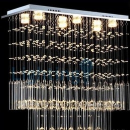 Lampadario moderno a sospensione con gocce di cristallo, 6 LED, 70 x 30 x 70 cm